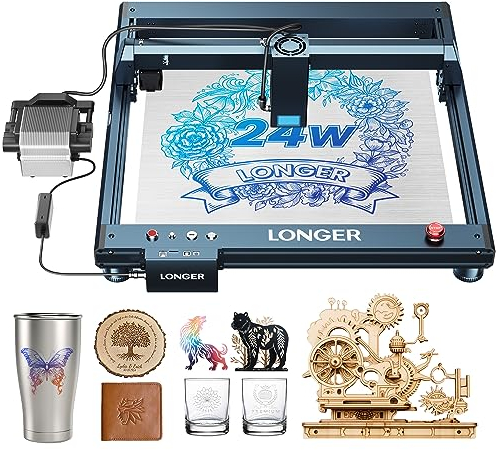LONGER B1 20W Lasergraviermaschine, 150W Lasergravier- und Schneidemaschine für Holz, Acryl, Metall Lasergravur und Schneiden, 18'' x 17''