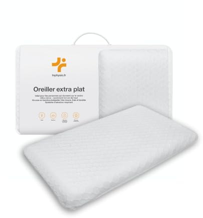 Inphysio Kissen Extra Flach L - Hypoallergenes Formgedächtniskissen - Ergonomisches Kissen - Erholsamer Schlaf - Schlafen auf Bauch, Rücken - Schmerzlindernd - 58 x 38 x 7 cm