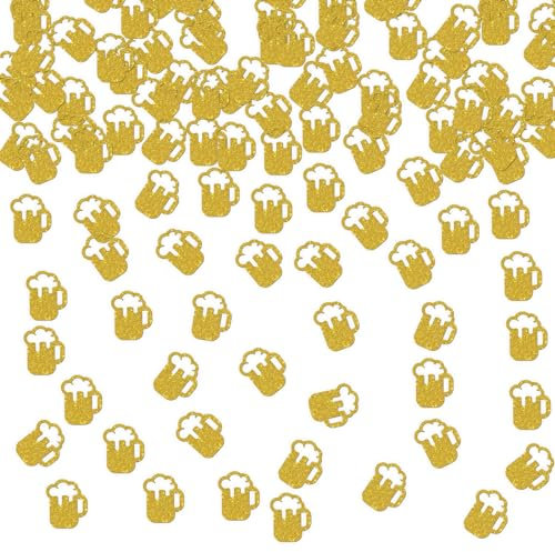 Ambishi 120 Stück Glitzer Bierkrug Konfetti/Geburtstag Hochzeit Bachelorette Party Tischdekoration Streuen/Trinken Party Dekoration Supplies/Gold Glitter