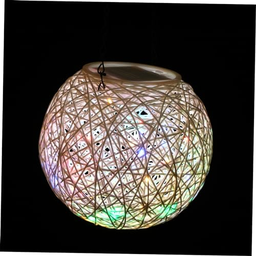 OSALADI Rattan-pendelleuchte Im Boho-stil Rattan-licht Gartenlampe Mehrfarbige -batterie Für Partys Dekorationen Und Veranstaltungen
