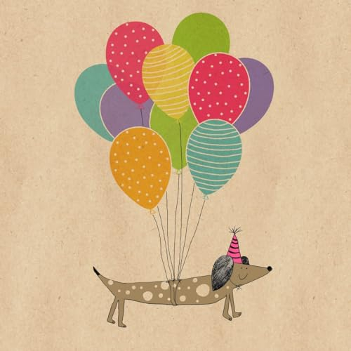 20 Servietten aus Recycling-Papier Geburtstag Dackel mit Luftballons als Tischdeko. Papierservietten mit Motiv. Auch für Decoupage und Serviettentechnik 33x33cm