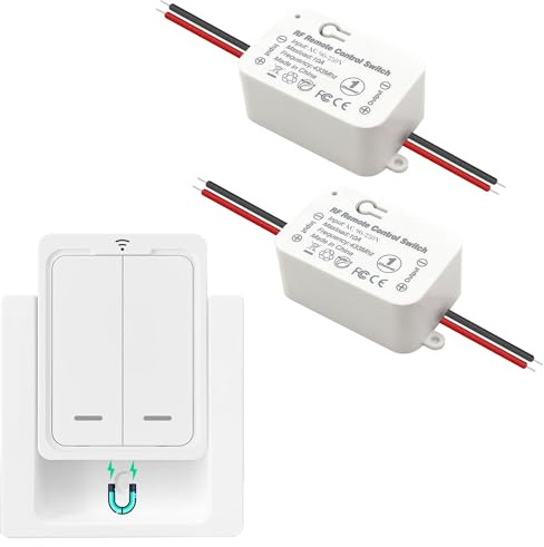 Tedeligo Interruttore Luce Senza Fili, Telecomando Mobile Interruttore Fino 150M Di Distanza Di Controllo 230V 2300W Ricevitore Relè ON Off Per Lampade Ed Apparecchi Elettrici, Installazione Semplice