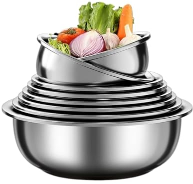 BGFYUSF Kochgeschirr Rührschüsseln Edelstahl Kochen Backtöpfe und Pfannen Schüsseln 8-teilig Serviertabletts 34cm/36cm/38cm/40cm/45cm/50cm/55cm/60cm