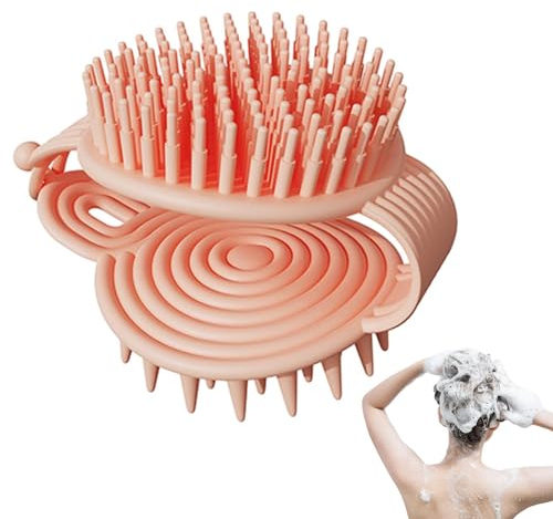Haar-Shampoo-Bürste – Doppelseitiges Kopfhautmassagegerät, Haarschrubber, Shampoo-Kopfhautbürste, 12,9 x 7,6 x 3,6 cm, multifunktionale TPR-weiche Kopfhautbürste, universell für Kinder, Mädchen,