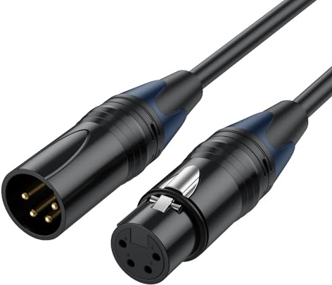 Hanprmeee XLR 4 Pin Male to XLR 4 Pin Female Power Supply Cable XLR Balanced Extension Patch Cable for DSLR Camera Monitor etc. (3M)