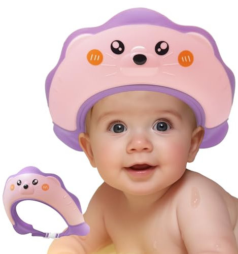 Baby Shower Cap With Eye and Ear Protection Shield - Cute Sea Lion Shape Visor Hat for Kids 0-9 Years Old - Makes Bath Time Fun (Pink)