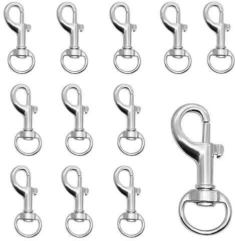 12-Stück Karabiner Hundeleine,Karabinerhaken mit Drehgelenk,Karabiner mit Drehgelenk,Karabinerhaken Hundeleine,360° Hundeleinen für Wirbelkarabiner Haustiere Haken,Kleine Leichte Schlüsselanhänger