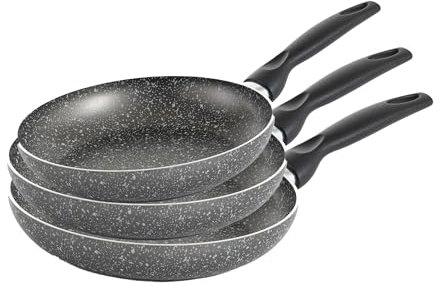 RollitPop 3 poêles antiadhésives 20, 24, 28 cm, en aluminium, fabriquées en Italie, faciles à nettoyer, qualité supérieure et anti-adhérence, sans induction