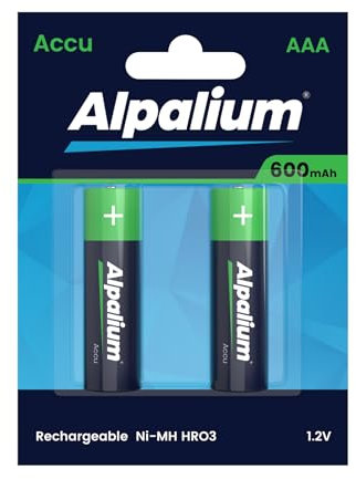 Akku Batterien AAA, 600 mAh, 2er Pack, Alpalium, sofort einsatzbereit