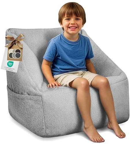 DreamRoots Kindersessel Bouclé, Sitzsack, Hellgrau, Pearl Grey