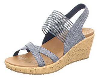 Skechers Women's Beverlee-High Tea Wedge Sandal, Pink 01 (Rosa), 2.5 UK