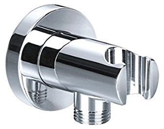 Wandanschlussbogen mit Brausehalterung/Anschluss Handbrause/Messing/verchromt / 1/2 Zoll Gewinde/Brausehalter