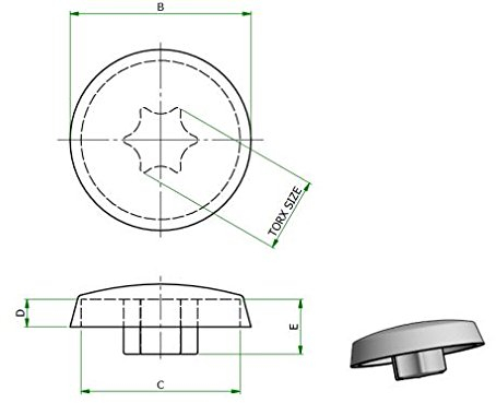 Abdeckkappen für Torx Schrauben TX30 weiß Typ 1 LDPE 10 Stück