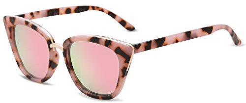SOJOS Donna Occhiali da Sole Moda Occhi di gatto Occhiali SJ2052 (C7 Rosa Demi Telaio/Rosa Lente)