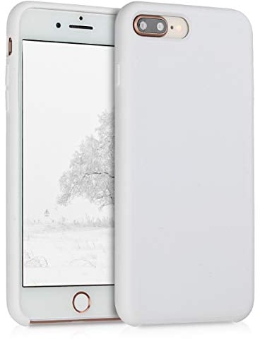 kwmobile Hülle kompatibel mit Apple iPhone 7 Plus/iPhone 8 Plus Hülle - Silikon Handy Case - Handyhülle weiche Oberfläche - kabelloses Laden - Weiß