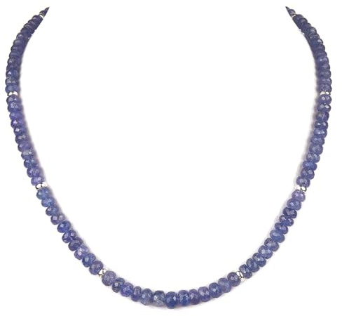 Tansanit Kette - blaue Halskette - 925 Silber - Steinkette Tansanit