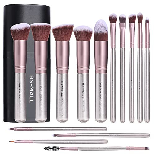 BS-MALL (Tm) Makeup Brushes Premium 14 Pcs Synthetic Foundation Powder Concealers Eye Shadows Silver Black Makeup Brush Sets (Ypurple)