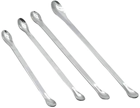 Sscon 4 spatole da laboratorio in acciaio inox con doppia testa a cucchiaio, 16 cm, 18 cm, 20 cm, 22 cm