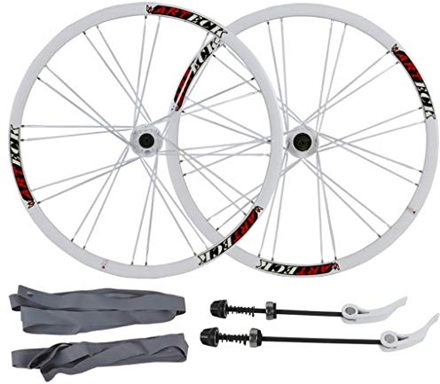 MZPWJD Fahrrad Laufradsatz 26 Zoll Fahrrad-Rad MTB Doppelwandige Leichtmetallfelge QR Scheibenbremse 7-10 Geschwindigkeit Vorderseite Und Rückseite Weiß