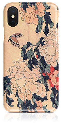 Tirita Hard Phone Case Cover Compatible with iPhone 11 Pro Japanese Art Hokusai Peonies and Butterfly