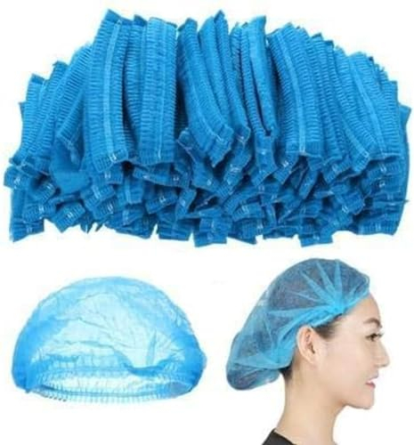 HOT BARGAINS 1000 Disposable Blue Non Woven Surgical Caps - 21 Inch Hair Nets For Cooking & Catering