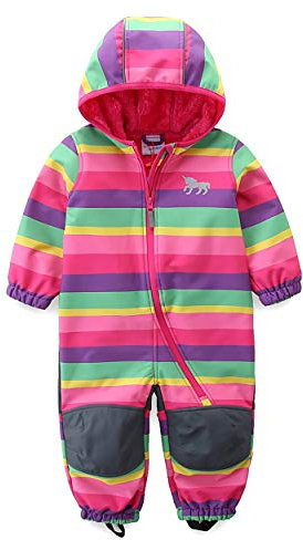 umkaumka Tuta Overall Bambino Impermeabile con Cappuccio – Tuta da Neve Antipioggia Integrale con Interno in Pile 18 Mesi - 4 Anni (Viola, 18-24 Mesi)