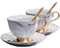FORIDE Porcelain Tea Cup Coffee Mug Set for Morning Tea China Coffee Mug Tea Cup Gold Trim with Coffee Cup, Saucer and Spoon, 200ml (Gray (2 Set in Gift Box))