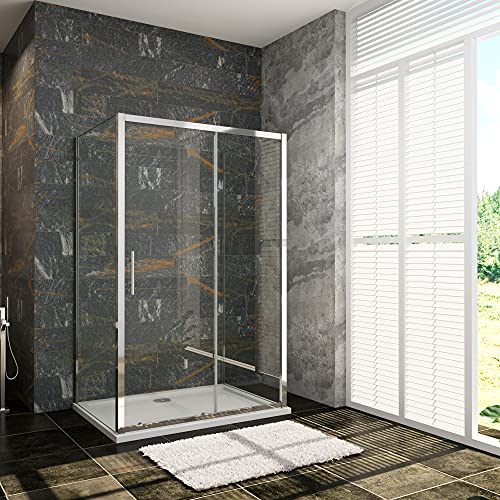 Porta Scorrevole per Box Doccia a Tre Lati Alto 185 cm con Doppia Parete Laterale Misura 70x100x70 cm in Vetro Temperato Trasparente da 5 mm Profilo Cromato Lucido