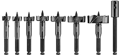 DeWalt DT4593 - Juego de brocas para barrena de madera (8 unidades, 25 mm a 65 mm)