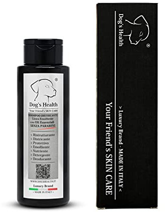 Dog's Health – shampoo per cani 500ml - shampoo Districare pelo cane - Sciogli Nodi pelo cane. shampoo per cani pelo lungo e pelo corto, Con olio di Argan, di Neem e Aloe Vera. senza OGM