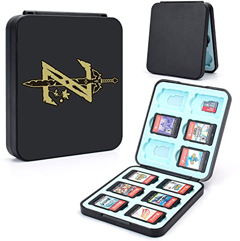 DLseego Zelda Sword Étui de jeu pour Switch Lite/Switch/Switch OLED, 12 emplacements pour cartes de jeu et 12 emplacements pour cartes Micro SD, boîte de rangement portable pour cartes de jeu – Noir