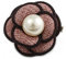 Avalaya Broche fleur en tissu rose poudré avec fausses perles crème 55 mm, taille unique, Tissu