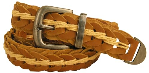 KAKADU Ledergürtel geflochten handgemachter Echtleder Gürtel Herren Damen Unisex Western Style Vintage mit Metall-Schnalle ca. 4 cm breit in braun schwarz beige rost