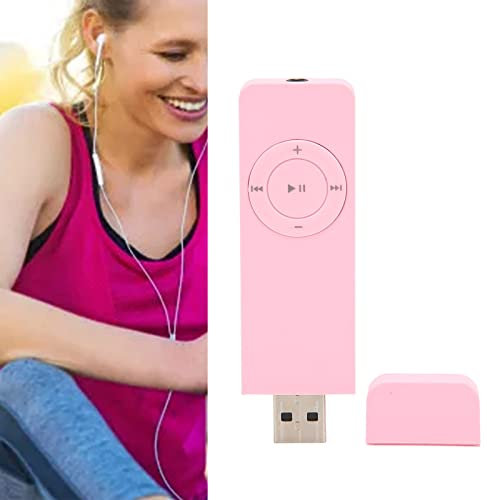 Tragbarer MP3-Player Mit Kopfhörer, 64 GB Musik-Player HD-Sound, 2023 Neuer U Disk 2 in 1, für PC-Laptop (Rosa)