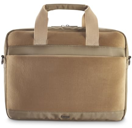 Hama Sacoche Ordinateur Portable en Velour Tendance (Sac Ordinateur 34-36 cm /13,3-14,1, Sac d'ordinateur avec bandoulière, Housse d'ordinateur Portable, Idéal Cadeau Femme Homme) Beige