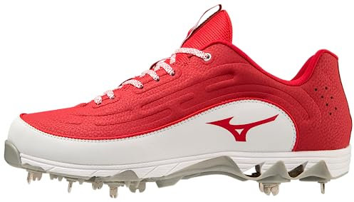 Mizuno Herren 9-Spike Ambition 3 Baseball-Stollen, Rot-Weiß, 39 EU