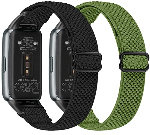 YCHDDER Elastisches Nylon Armband kompatibel mit Huawei Band 6/Huawei Band 6 Pro/Honor Band 7 Armband,Verstellbare Aatmungsaktive Sport Ersatzarmband für Herren Damen