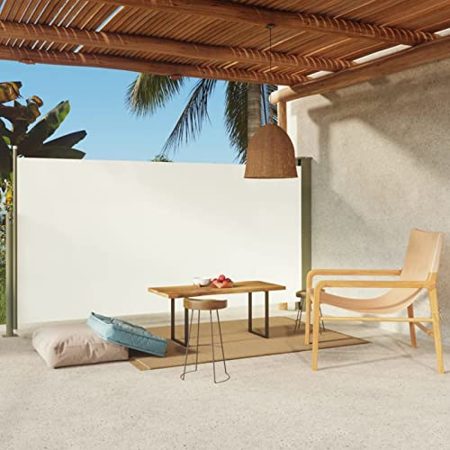 BaraSh Seitenmarkise Ausziehbar 160x300 cm Sichtschutz Garten Sichtschutz Ausziehbar Zaunelemente Sonnenrollo Balkon AußEn Creme