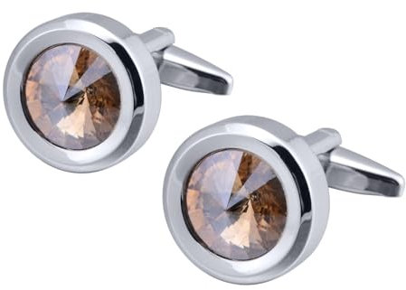 Homxi Manschettenknöpfe Herren Bräutigam,Cufflinks Kupfer Manschettenknöpfe Rund mit Zirkonia Manschettenknöpfe Herren Champagner