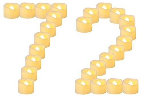 Yakpo 72 Pack 3.8cm x 3cm Tea Lights Candles Battery Operated, Flameless Flickering LED Tealights Votive, Electric Flicker Small Fake Candles Bulk for Halloween Wedding Party Christmas Decorations