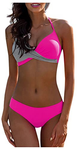 MOKBAY Bikini Damen Set Neon Curvy Zweiteiler Triangel Sommer Bikinis für Damen Urlaub Must Haves Strand Shape Summer Swimming Suits Women(rosa,L)