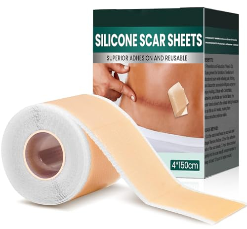 Pansement Silicone Cicatrice, Silicone Scar Sheets, Cache Cicatrice Soleil pour Incisions Chirurgicales, Césarienne, Chéloïde, Acné (4x150cm)