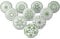 Ajuny Set of 10 Ceramic Knobs Green White Printed Cupboard Door Drawer and Furniture Pulls for Kitchen Cabinets Bathroom Dresser Drawers Handmade Pottery Decorative Knobs