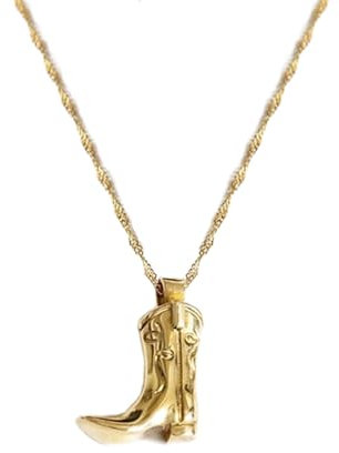 ULLKEL Collana da donna a forma di stivale da cowboy, gioiello da cowgirl occidentale, ciondolo con ciondolo a forma di stivale per fan della musica country, accessorio, Metallo, Nessuna pietra