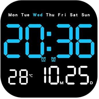 SUIOPPYUW Wanduhr für Wohnzimmerdekoration mit genauer Zeitmessung und Temperaturanzeige, elektronische Tischuhr, Blau