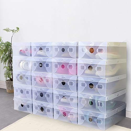 Aangeebone 20X Transparent Schuhbox, Schuhkarton Schuhaufbewahrung Schublade Stapelbar,Kann für Aufbewahrung Schuhe,Akten,Kleidern,Spielzeug,28 * 18 * 10 cm