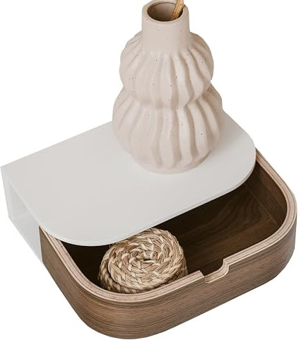 Valiai Étagère Flottante avec tiroirs - Étagère Murale Suspendue en Bois - Petits tiroirs muraux Suspendus - Étagère Murale Flottante avec tiroirs (Blanc/Noyer, Etagère avec 1 tiroir)