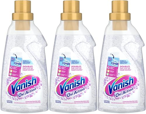 Vanish Oxi Action Fabric Stain Remover and Whitener Gel Whites, 750ml, 3 x 750ml