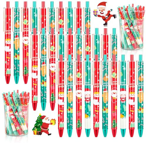 30 Pezzi Penna a Sfera Natalizia, Gadget Natalizi Sfera Di Natale Di Pupazzo Di Neve Di Babbo Natale Set Di Penne Bomboniera Di Natale Scuola Di Cancelleria per Famiglie Riempitivi per Sacchetti
