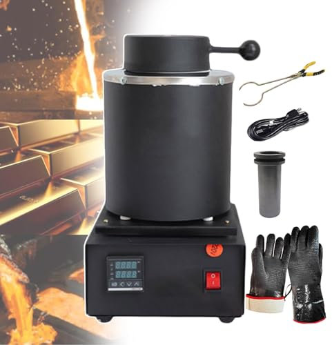 forplubossmmp Forno di Fusione Elettrico per Controllo Preciso della Temperatura Fino A 1150°C, Macchine per Fusione di Gioielli con Display Digitale per Esigenze di Fusione dei Metalli 1600w,Black